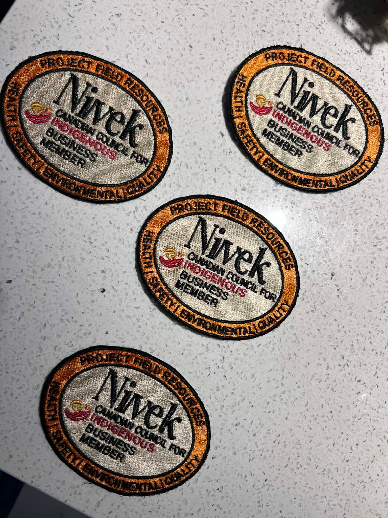 Custom embroidered name patches made by MRAYLA in London Ontario
