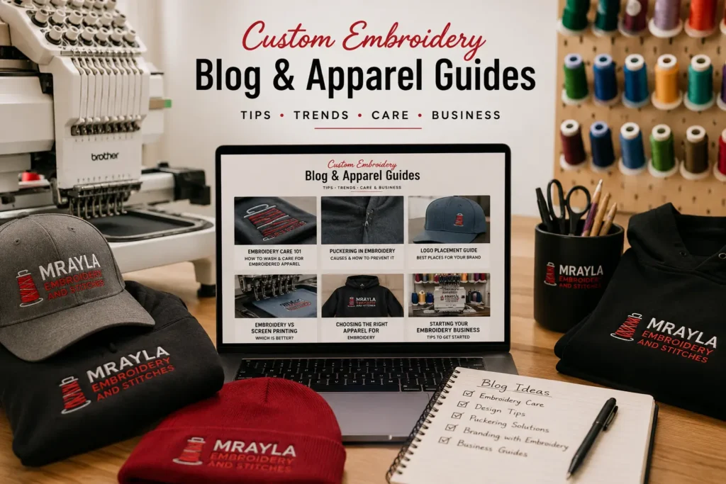 Custom embroidery blog and apparel guides from MRAYLA Embroidery and Stitches